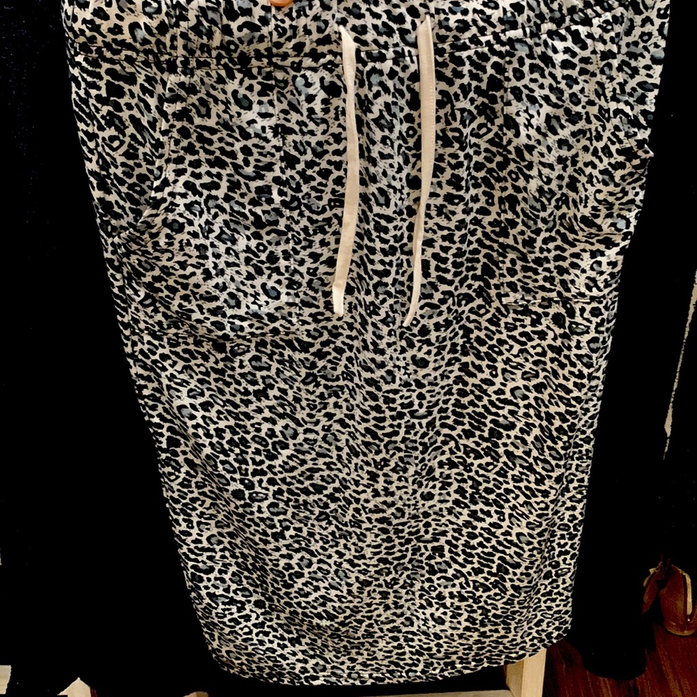 Leopard white and black with bluish grey midi skirt from tickled teal.